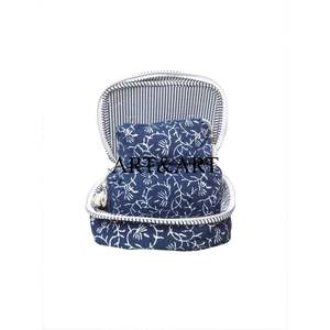 Vanity Set Cotton 3-Piece Zipper Closure Eco-Friendly Lightweight Cosmetic Bags Glamorous Travel Pouch Set for Beauty Lovers - Product Image 3