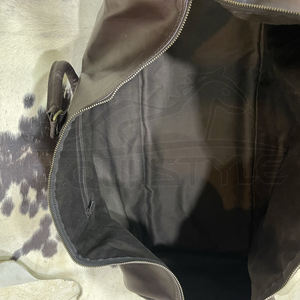 Vente en gros Grand sac polochon unisexe en cuir de vachette marron foncé Design personnalisé Weekender Sport Polyester Fabricant OEM en vrac - Product Image 5