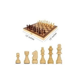 Juego de mesa de Ajedrez de madera de 13 pulgadas hecho a mano, producto deportivo promocional para todas las estaciones para juegos infantiles, verano, invierno, otoño y primavera - Product Image 1