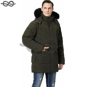 Manteau d'hiver pour hommes avec capuche détachable Veste en duvet longue et épaisse Parka chaude pour temps froid isolée - Product Image 2
