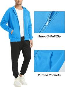 Sudadera con capucha y cremallera de gran tamaño para hombre y mujer, chaqueta informal de lana de algodón pesado - Product Image 3