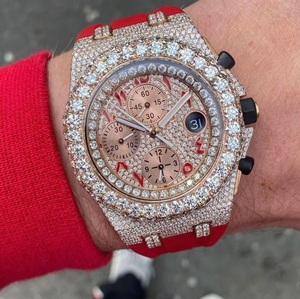 Ban đầu nửa Iced moissanite kim cương Đồng hồ hip hop phong cách vvs rõ ràng reloj de moissanita cơ khí chuyển động chống nước - Product Image 4