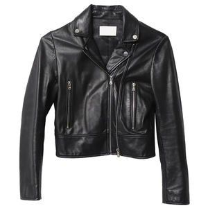 Offre Spéciale veste d'hiver en cuir de vachette de haute qualité pour femmes haut court teint tricoté décoration meilleur prix poche Logo personnalisé - Product Image 4