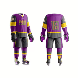 Uniformes unisexes de hockey sur glace avec nom de l'équipe OEM Bon prix pour les vêtements de sport pour adultes disponibles en ensembles uniformes imprimés de hockey sur glace - Product Image 6