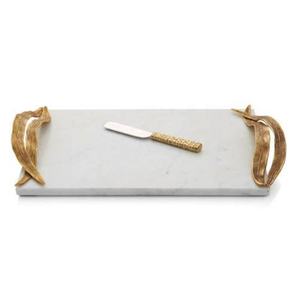 Tablero decorativo de mármol de lujo, con Rama de METAL dorado y cuchillo - Product Image 5