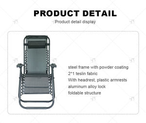 Silla de Jardín Plegable Portátil para Exteriores, Tumbona de Playa, Muebles Ajustables de Gravedad Cero con Almohada - Product Image 5