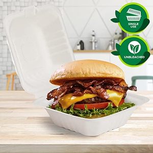 กล่องอาหารกลางวัน6x6นิ้วแบบใช้แล้วทิ้งเป็นมิตรต่อสิ่งแวดล้อมกล่องใส่เบอร์เกอร์ทำจากชานอ้อยสำหรับร้านอาหารปิกนิก - Product Image 2