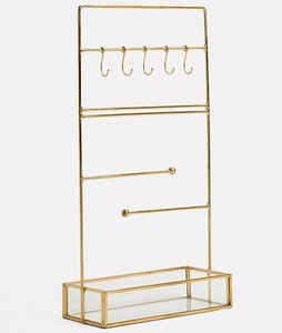Morden Style Metal & Clear Pyramid Custom Jewellery Organizer jewelry glass box display Brass Trinket Jewelry box