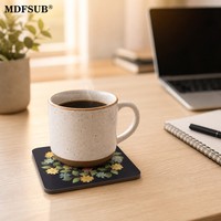 Sous-verre carré en MDF vierge de 95 mm certifié CARB P2 EN71, avec dos en liège, pour sublimation, logo personnalisé, presse à chaud, MDFSUB