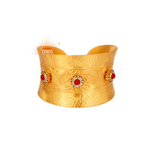 Latest Handmade Design Gold Plated Natural CZ Gemstone Classic Cuff <b>Bangle</b> Demi <b>Fine</b> Jewelry Gift & Party - Product Image 1