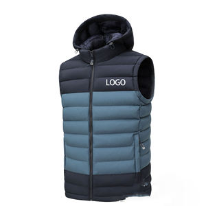 Gilet sans manches pour homme, nouveau design, blocs de couleur, capuche amovible, veste rembourrée en duvet, veste matelassée pour homme - Product Image 1