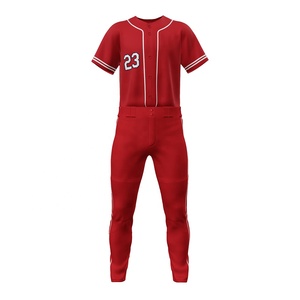 Uniformes de baseball personnalisés pour hommes en gros, pas chers, respirants, couleur rouge, ensemble de vêtements de sport, sublimation, baseball personnalisé pas cher pour hommes - Product Image 1