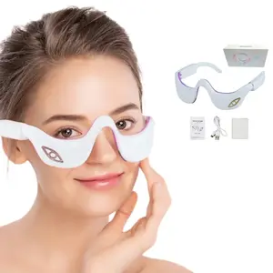 Intelligent Anti-Rides Électrique Portable EMS 3 Vitesses Vibration Eye Thérapie par la Lumière Rouge Anti-âge USB Charge Eye Massager Blanc 5 W