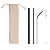 Kraft World – Ensemble de pailles réutilisables en acier inoxydable, écologiques, antidérapantes, portables et lavables, accessoires personnalisés, luxe moderne
