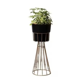 Support enduit rond noir pour jardins extérieurs et usage décoratif à la maison pour pots de fleurs et jardinières - Product Image 1