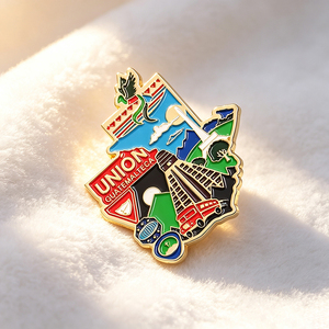 Personalized Colorful Die‑Cast Metal Brooch National Feature Map Enamel Pin For Travel Collection Promotional Gift - Product Image 1
