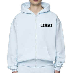 Sweats à capuche zippés personnalisés pour hommes grande taille Boxy Fit sweat à capuche à épaules tombantes avec fermeture éclair épais surdimensionné sweats à capuche zippés unisexe - Product Image 1