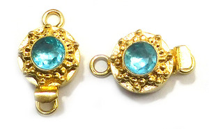 <b>Blue</b> <b>Topaz</b> Gemstone 1 2 3 Strand Jewelry Making Clasp B623 18K Gold Plated Shape Box with 21X12MM Size" - Product Image 3