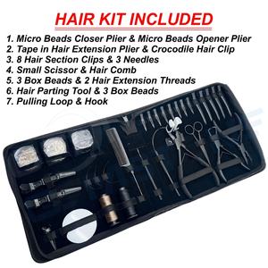 Kit Profesional de Herramientas de Acero Inoxidable para Extensiones de Cabello con Microperlas, Cintas Adhesivas, Alicates, Clips, Agujas, Hilos y Estuche de Almacenamiento - Product Image 2