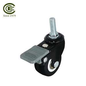 Roue de chariot à frein pivotante à tige filetée en PVC noir de 2 pouces, roulement de précision M10, pour armoire à outils, étagère d'exposition - Product Image 6