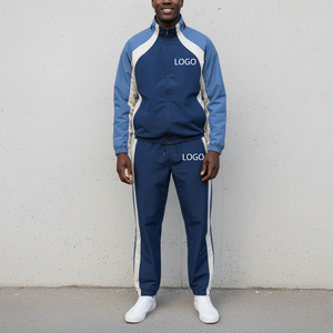Chándales de dos piezas de retazos para verano, conjunto de chándal para hombre con logotipo personalizado OEM, chaqueta cortavientos de nailon 100% - Product Image 3