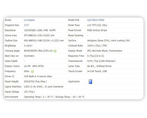 لوحة شاشة تلفزيون إل جي <span class=keywords><strong>27</strong></span> بوصة بديلة بدقة 1920×1080 فائقة الوضوح وسطوع عالي، شاشة إل سي دي مفتوحة الخلايا طراز LD270EUY-SPN2 - Product Image 6