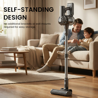 Aspirateur balai sans fil portable avec écran OLED, lumières LED, filtre HEPA, léger et pratique pour la maison, les tapis et les poils d'animaux