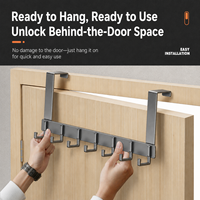 Porte-manteau robuste à suspendre sur la porte, sans perçage, en aluminium spatial et acier au carbone, organisateur de vêtements multifonctionnel