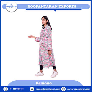 Ladies Summer Casual Vintage Kantha Handwork Pure Cotton Luxury Kimono Robe <b>Spaghetti</b> Strap Quick Dry Breathable Sale - Product Image 2