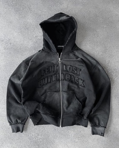 เสื้อกันหนาวปักลายมีฮู้ดสำหรับฤดูหนาวผ้าซักกรดลายพิมพ์พัฟถนนเฮฟวี่เวท - Product Image 5