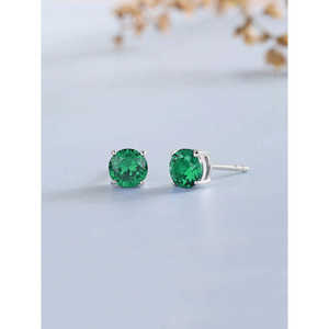 1 Carat Emerald Daily Wear Solitaire Stud Earrings Trendy 14K Gold Plated Rose White Yellow with IGI Certificate - Product Image 2