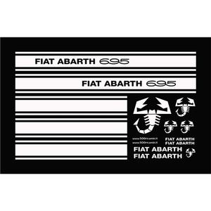 Autocollants de voiture FIAT 500 D F L R KIT adhésifs latéraux blancs avec inscription ABARTH 695 + SCORPIONI - Product Image 1