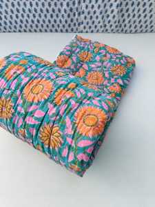Hand Block <b>Floral</b> Print Organic Cotton Razai Quilted Indian Reversible Jaipuri <b>Quilt</b> - Product Image 4