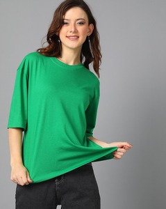 เสื้อยืดผู้หญิงแขนสั้นเปิดไหล่สีทึบสีล้วนสำหรับฤดูร้อนดีไซน์ใหม่ - Product Image 5