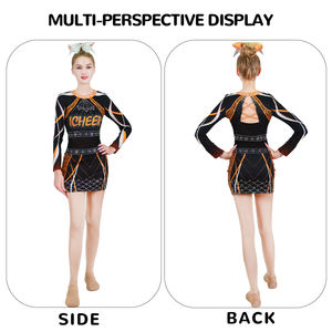 Uniformes de pom-pom girl orange personnalisés uniformes de pom-pom girl sexy pour femmes uniformes de pom-pom girl marron vendus en gros - Product Image 4