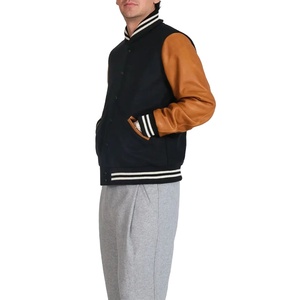 Vestes universitaires en Satin personnalisées de haute qualité pour hommes manches en cuir brodé col à capuche poche veste d'hiver 2026 - Product Image 4