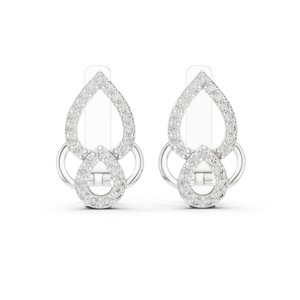 Pendientes de Aro Huggie con Moissanita Redonda en Forma de Lágrima, Plata de Ley 925, Engaste de Garras, 52 Piedras - Product Image 2