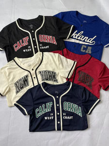 Camiseta de Béisbol con Estampado de Letras de California y Nueva York, Secado Rápido, Top Deportivo con Botones, Manga Corta, Jersey de Béisbol Unisex - Product Image 3