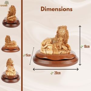 Hand Carved Olive Wood Lion and Lamb Sculpture 20 cm Christian Religious Figurine Peace Symbol Handmade in Bethlehem - Product Image 5