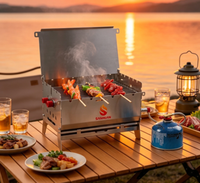 Barbecue pliable en acier inoxydable facile à nettoyer, barbecue portable au gaz, barbecue pliable
