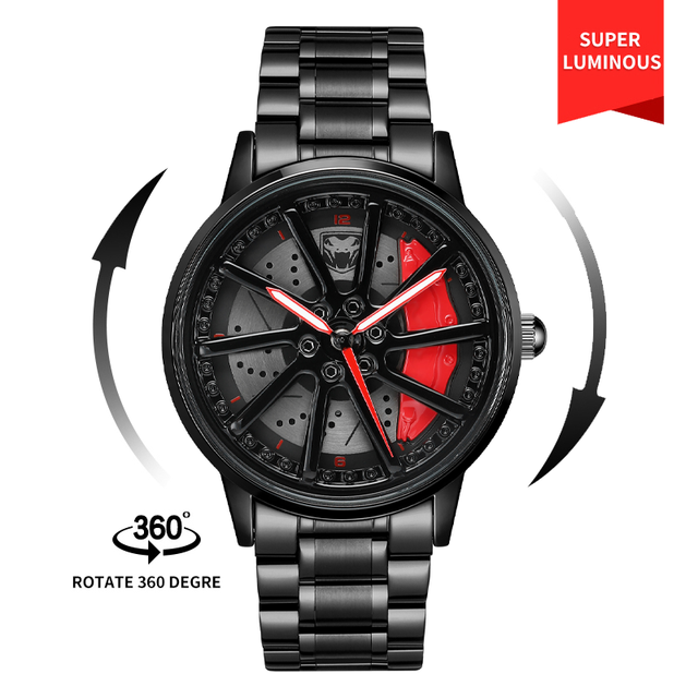 Original 3D Spinning Wheel Watch Quartz Movement Waterproof Gyro Model Watches for Man 360 rotate for Dodge Vipper Voodoo