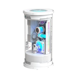 Boîtier PC ALSEYE Cylindrical Design 360-Degree Panorama MICRO ATX/ITX, couleur noire, FC01-Pro-B, compatible avec refroidissement liquide 360. - Product Image 1