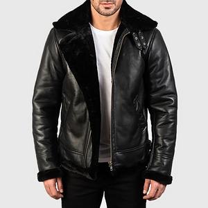 Blouson aviateur en cuir moutonnée imperméable et coupe-vent pour homme, tendance, poids lourd, prix abordable, sortie d'usine, à capuche, automne - Product Image 2