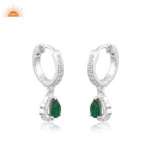 Haute qualité en argent Sterling Doublet zambien émeraude Quartz pierre précieuse boucle d'oreille pour les femmes fabricant de bijoux - Product Image 3