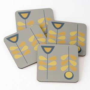 Posavasos de tendencia de alto grado, posavasos de madera de Acacia sobre posavasos para servir té impresos, Juego de 4 piezas, accesorios de cocina, posavasos de resina - Product Image 3