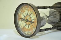 Horloge numérique artisanale en laiton finition antique avec boussole, magnifique horloge tactile bleue de style américain, sans piles