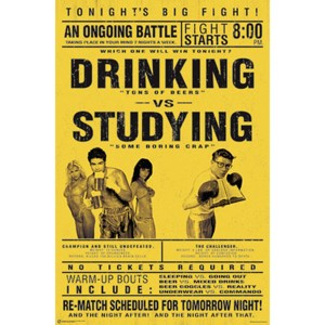 Modern Studenten <b>Poster</b> Drinking Vs. Studying Design Wall Usage Paper Material - Product Image 1