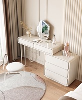 Table de maquillage rétractable de style Wabi Sabi, taille personnalisable, MDF blanc, combinaisons optionnelles, coiffeuse moderne pour chambre à coucher