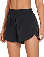 YOGA Shorts Mujeres Short de course à taille haute Mesh Liner - 3 ''Quick Dry Athletic Gym Track Workout Respirant Zip Pocket