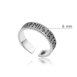 Anello in argento Sterling 925 all'ingrosso da donna Design <span class=keywords><strong>alfabeto</strong></span> runico gioielli fatti a mano per gli uomini - Product Image 2